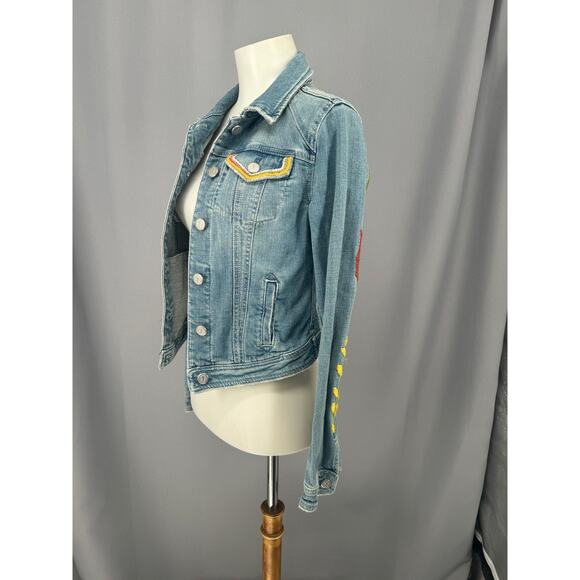 Pilcro Jacket Womens XS Embroidered Denim Boho Floral Anthro Cottagecore - Picture 5 of 14